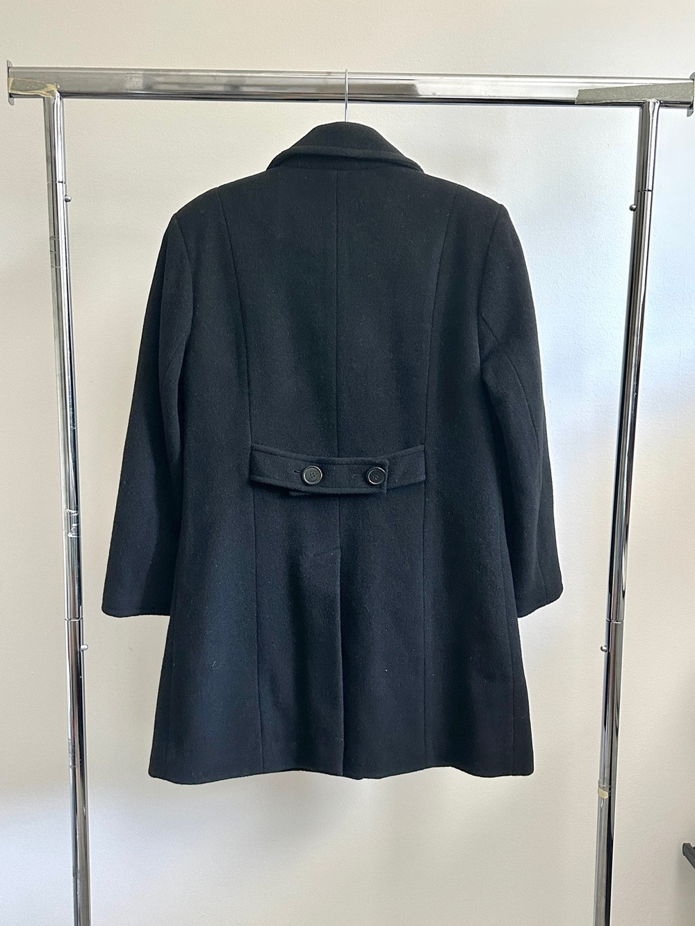 Vintage Black Wool Pea Coat | Fairweather - Tailored Three-Button Jacket Sz 10P - Picture 7 of 9